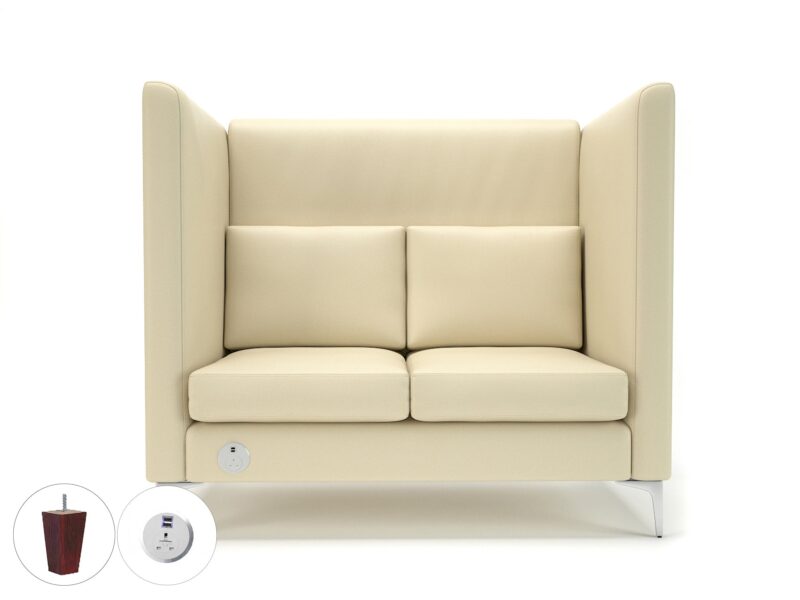 Altus 128cm Wide Privacy Booth in Cristina Marrone Ultima Faux Leather with Socket - Image 20