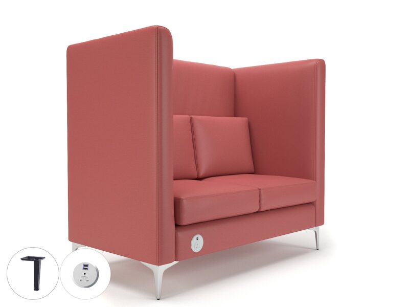 Altus 128cm Wide Privacy Booth in Cristina Marrone Ultima Faux Leather with Socket - Image 28