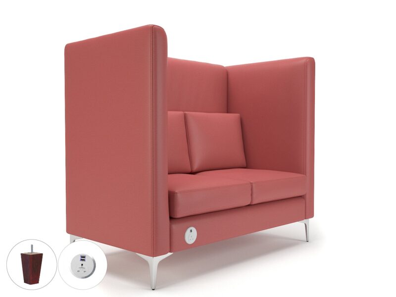 Altus 128cm Wide Privacy Booth in Cristina Marrone Ultima Faux Leather with Socket - Image 31