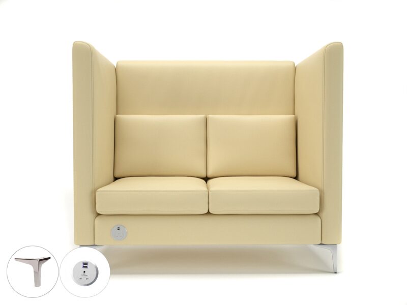 Altus 128cm Wide Privacy Booth in Cristina Marrone Ultima Faux Leather with Socket - Image 38