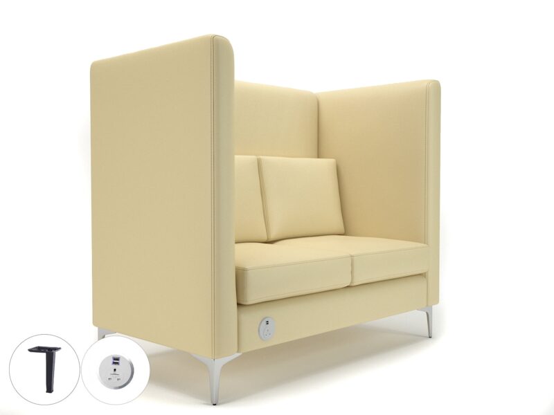 Altus 128cm Wide Privacy Booth in Cristina Marrone Ultima Faux Leather with Socket - Image 40