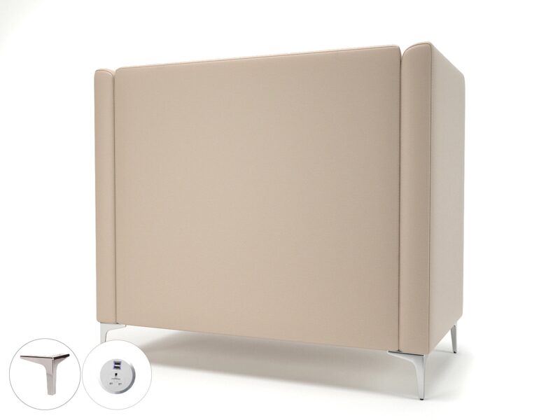 Altus 128cm Wide Privacy Booth in Cristina Marrone Ultima Faux Leather with Socket - Image 51