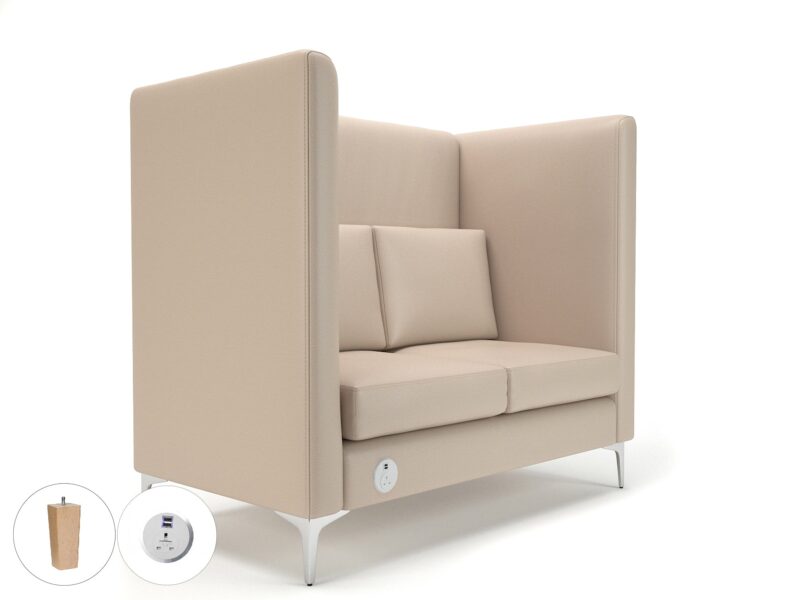 Altus 128cm Wide Privacy Booth in Cristina Marrone Ultima Faux Leather with Socket - Image 58