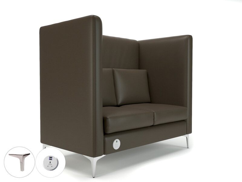 Altus 128cm Wide Privacy Booth in Cristina Marrone Ultima Faux Leather with Socket - Image 61