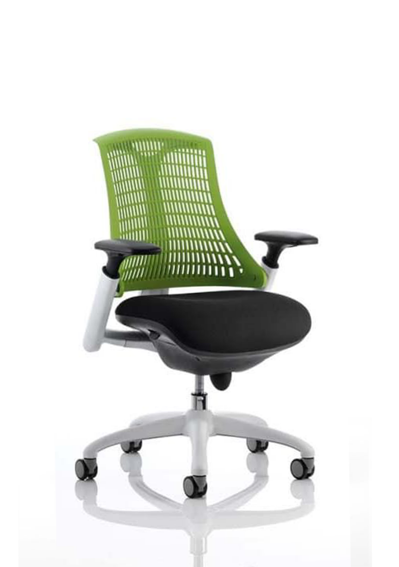 Flex Medium Back White Frame Task Operator Office Chair with Arms - Image 11