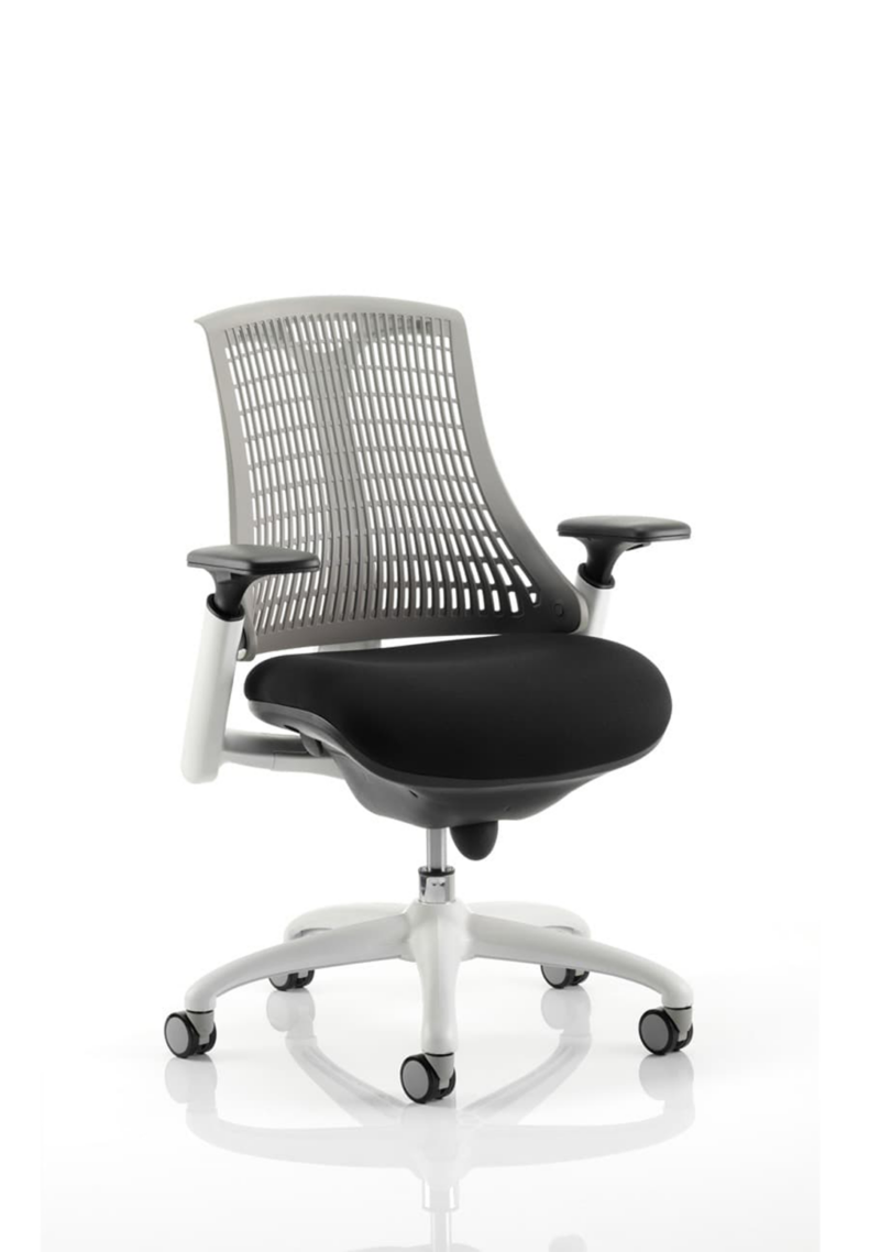 Flex Medium Back White Frame Task Operator Office Chair with Arms - Image 12