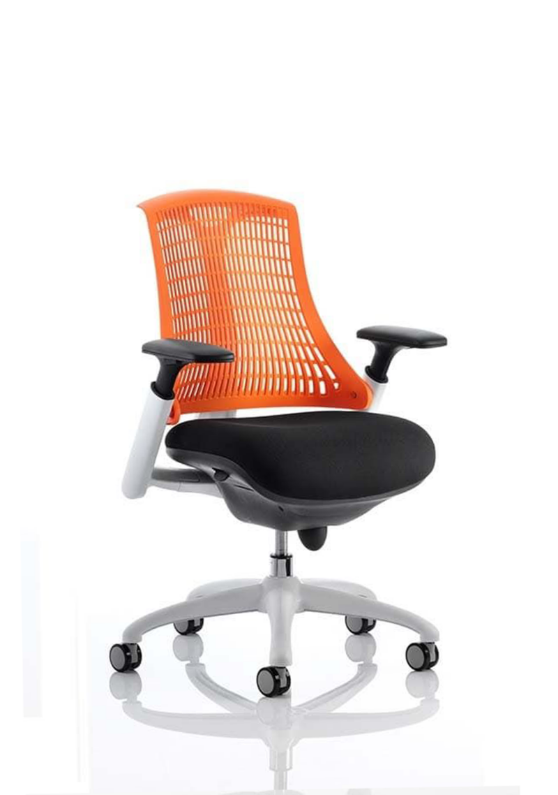 Flex Medium Back White Frame Task Operator Office Chair with Arms - Image 14