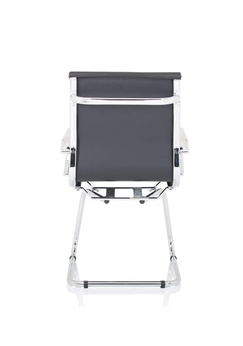 Nola Black Leather Cantilever Visitor Chair with Arms - Image 5