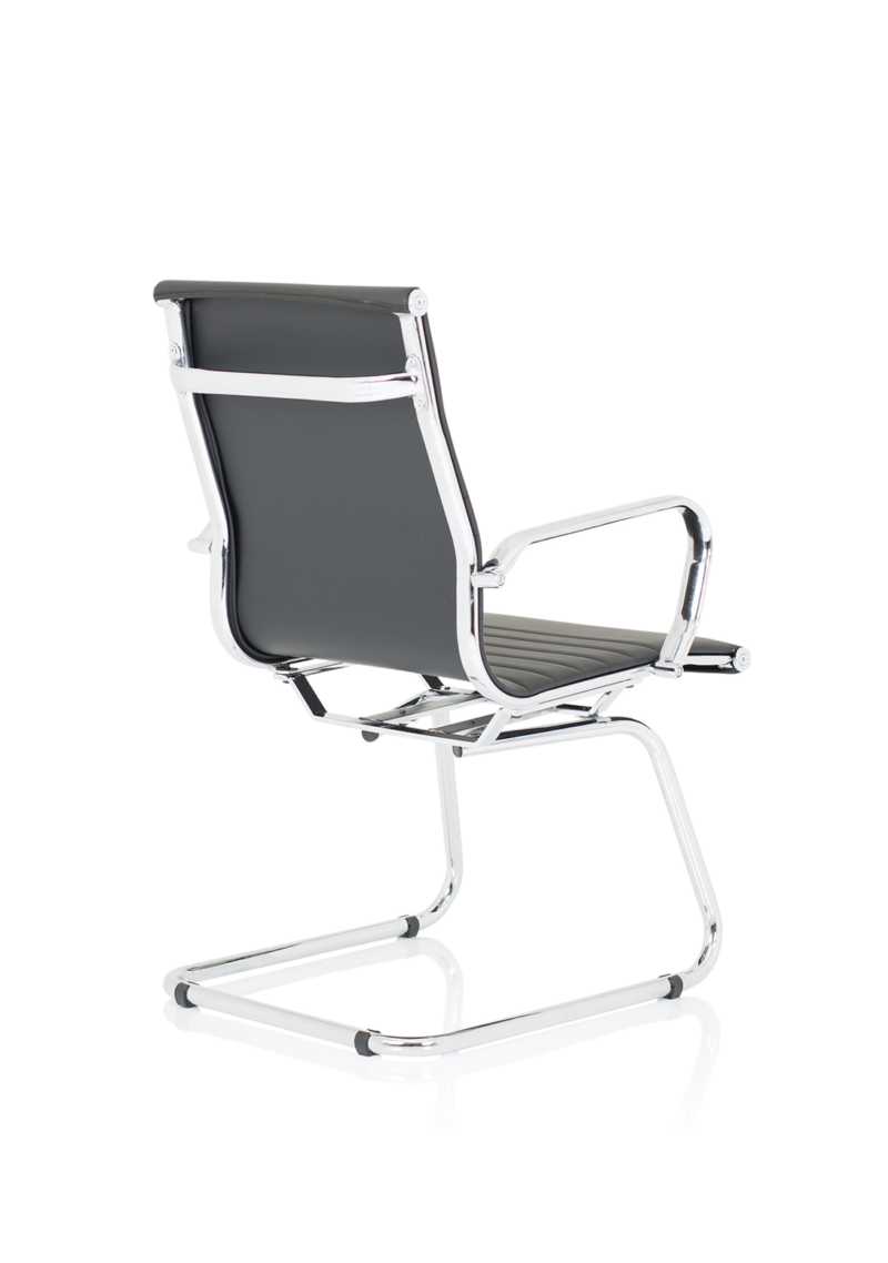 Nola Black Leather Cantilever Visitor Chair with Arms - Image 6