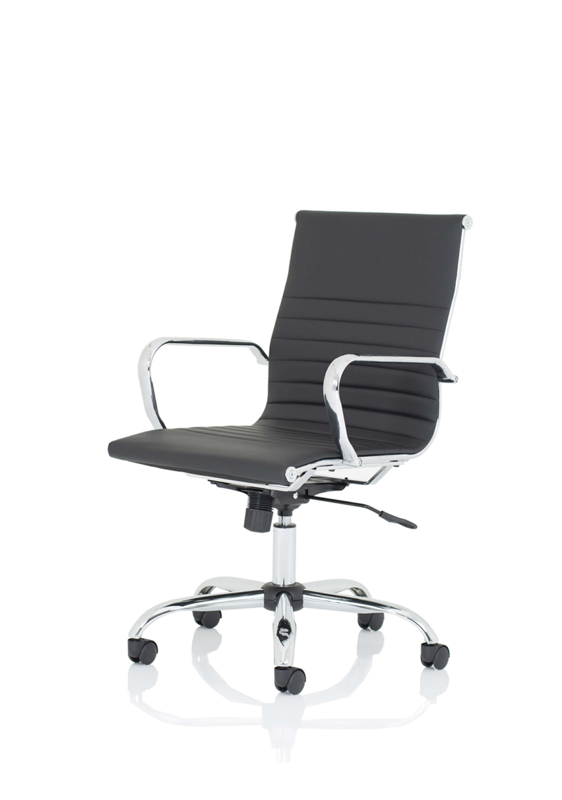 Nola Black Leather Executive Office Chair with Arms - Image 3
