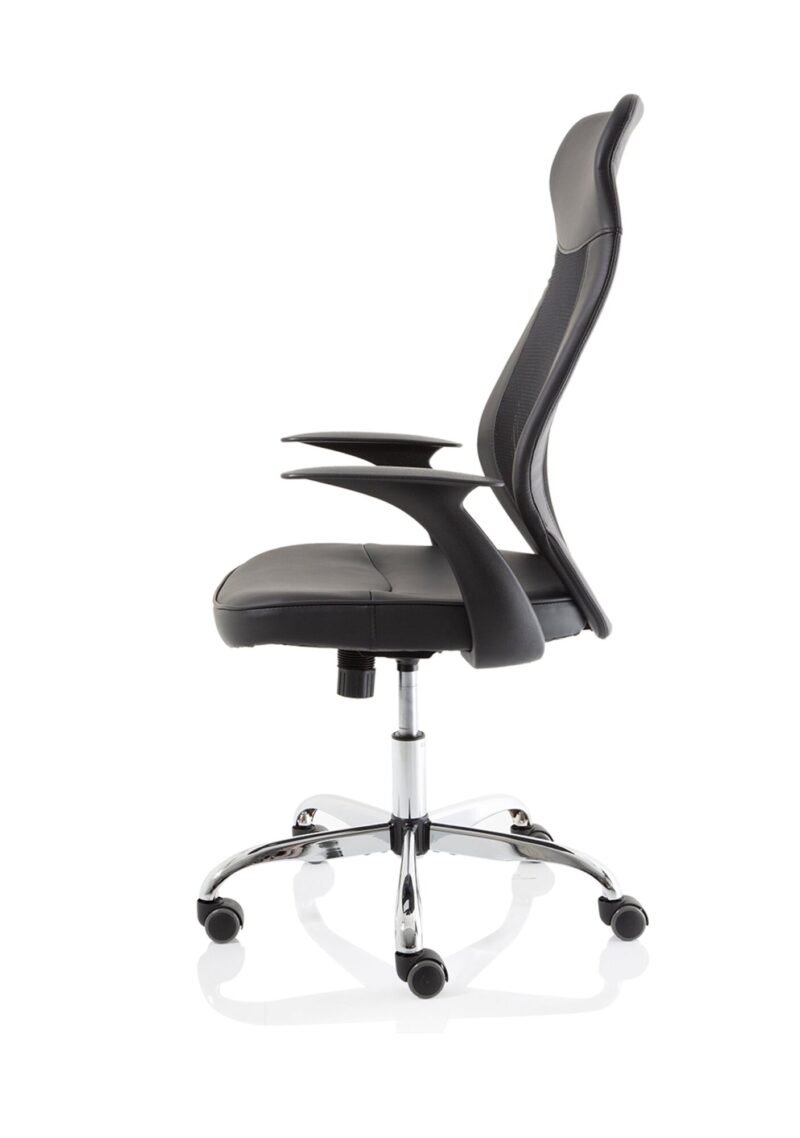 Baye High Mesh Back Task Operator Black Leather Office Chair with Arms - Image 4