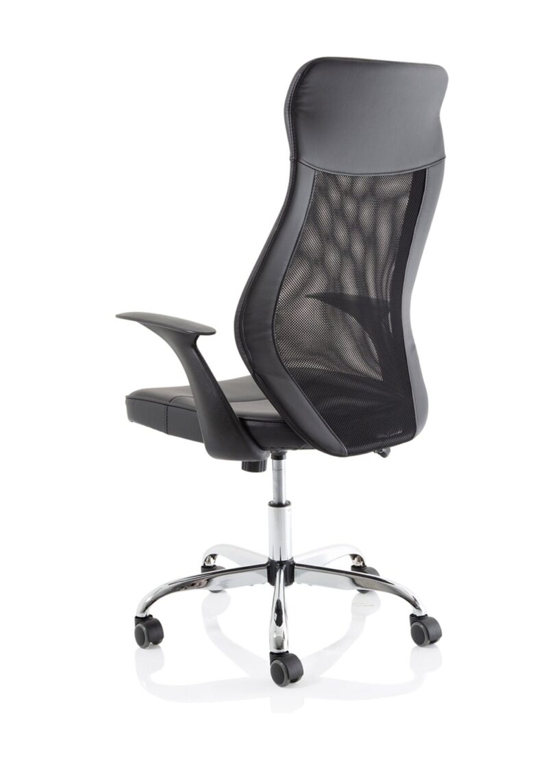 Baye High Mesh Back Task Operator Black Leather Office Chair with Arms - Image 5
