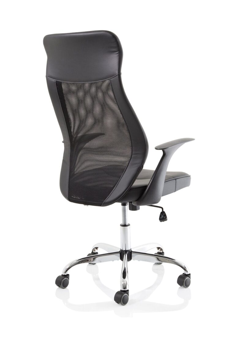 Baye High Mesh Back Task Operator Black Leather Office Chair with Arms - Image 7