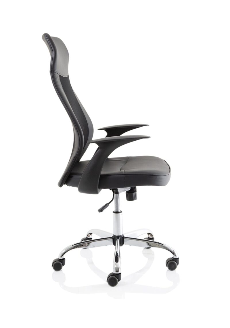 Baye High Mesh Back Task Operator Black Leather Office Chair with Arms - Image 8