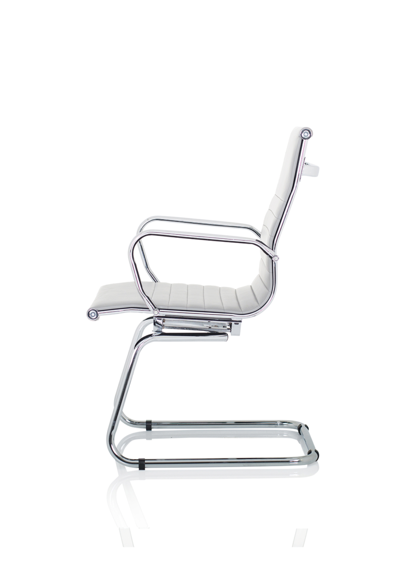 Nola Black Leather Cantilever Visitor Chair with Arms - Image 11