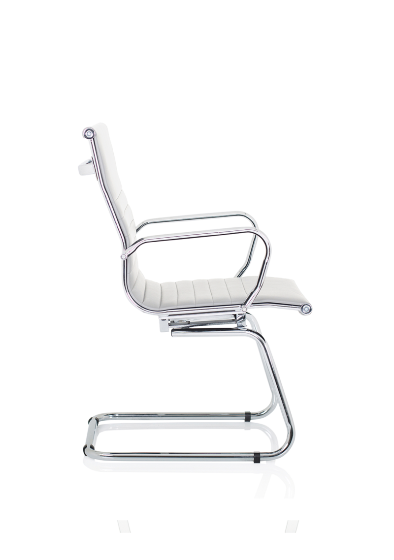 Nola Black Leather Cantilever Visitor Chair with Arms - Image 14