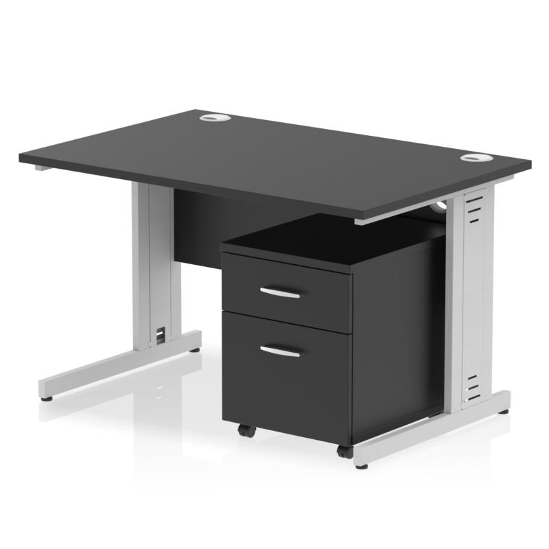 Impulse 1200mm Cable Managed Straight Desk With Mobile Pedestal - Image 42
