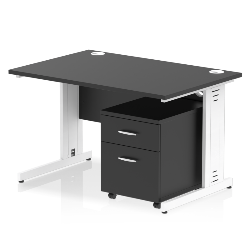 Impulse 1200mm Cable Managed Straight Desk With Mobile Pedestal - Image 43