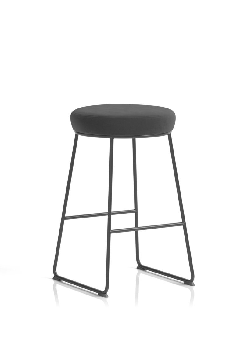 Turin Black Frame Fabric Seat Stool Chair - Image 12