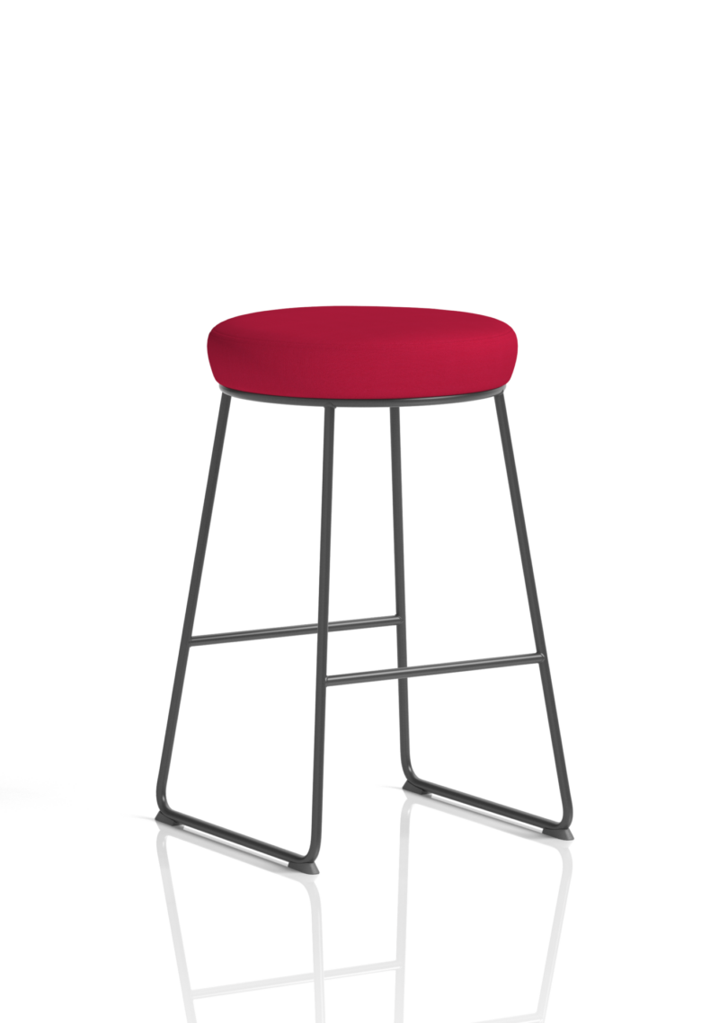 Turin Black Frame Fabric Seat Stool Chair - Image 15