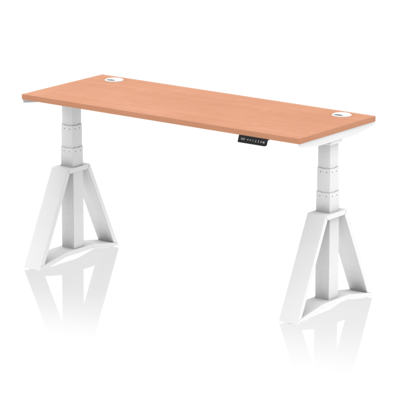 Air Height Adjustable Slimline Desk With Cable Ports With Piste Foot - Image 23