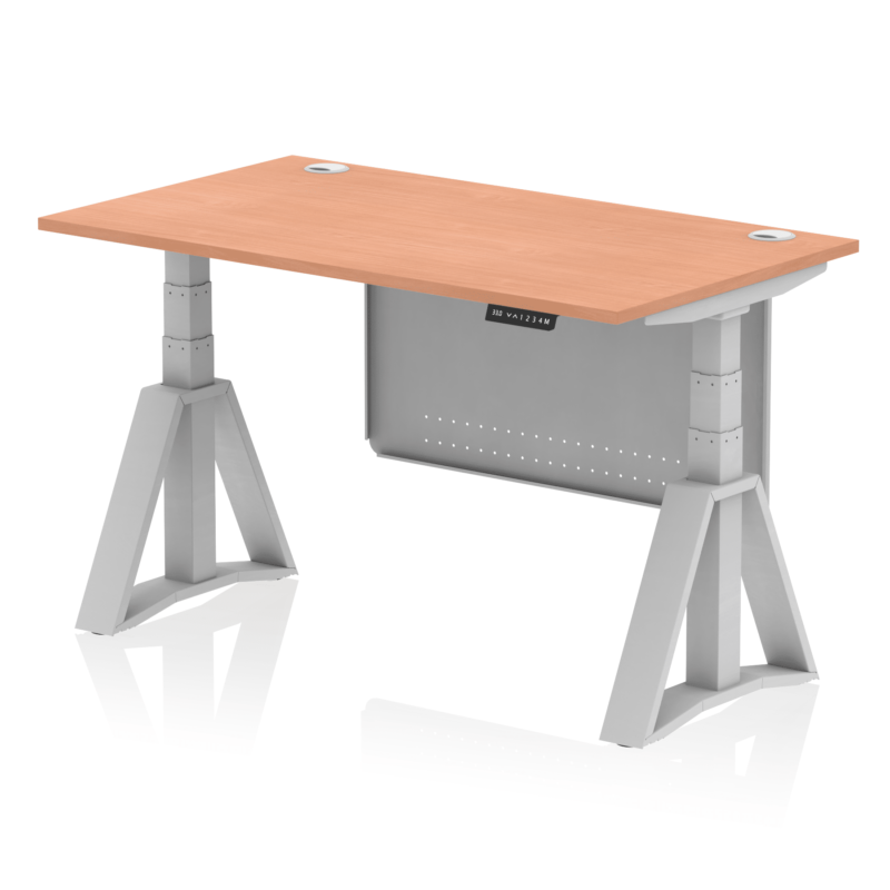 Air Height Adjustable Desk With Cable Ports With Steel Modesty Panel With Piste Foot - Image 2