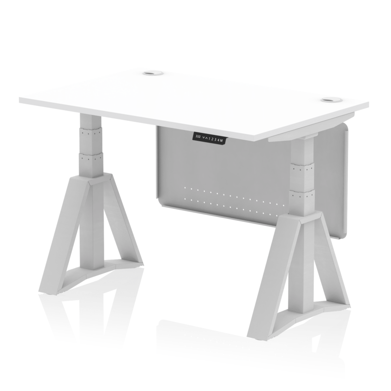 Air Height Adjustable Desk With Cable Ports With Steel Modesty Panel With Piste Foot - Image 9