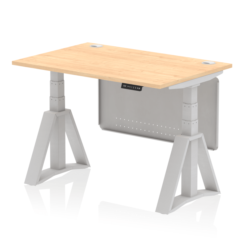 Air Height Adjustable Desk With Cable Ports With Steel Modesty Panel With Piste Foot - Image 13
