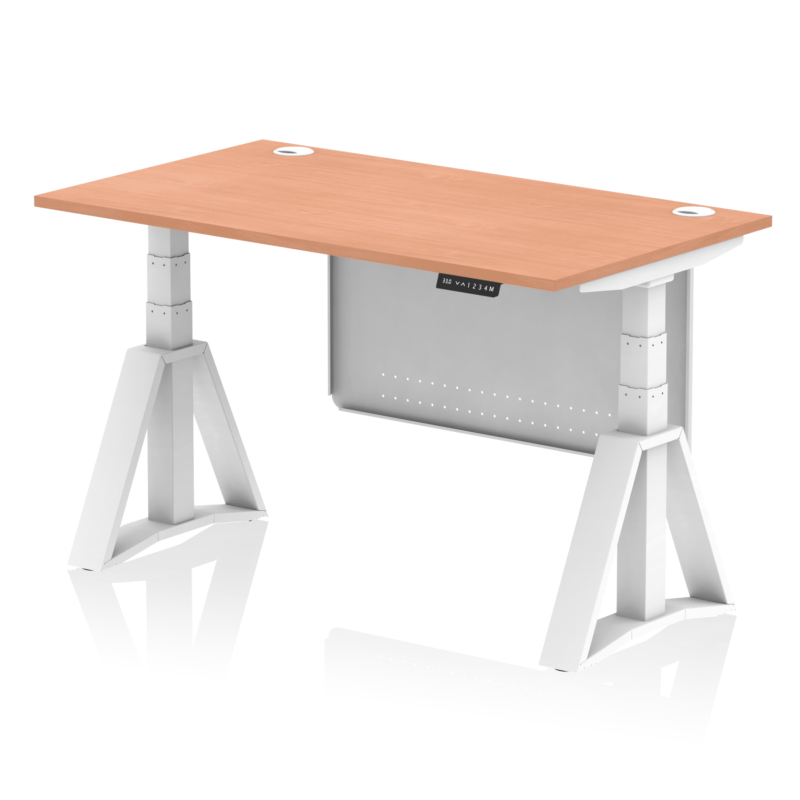 Air Height Adjustable Desk With Cable Ports With Steel Modesty Panel With Piste Foot - Image 22