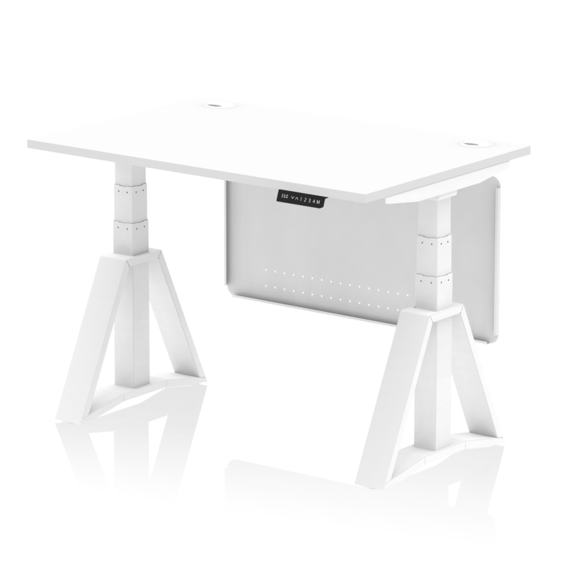 Air Height Adjustable Desk With Cable Ports With Steel Modesty Panel With Piste Foot - Image 29