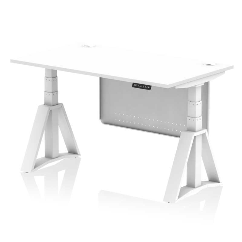 Air Height Adjustable Desk With Cable Ports With Steel Modesty Panel With Piste Foot - Image 30