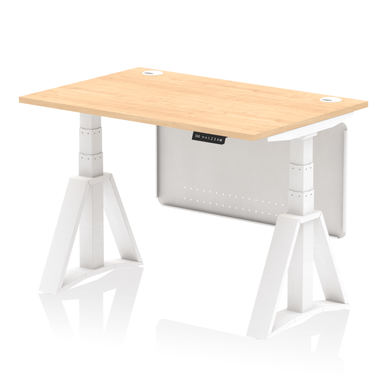 Air Height Adjustable Desk With Cable Ports With Steel Modesty Panel With Piste Foot - Image 33