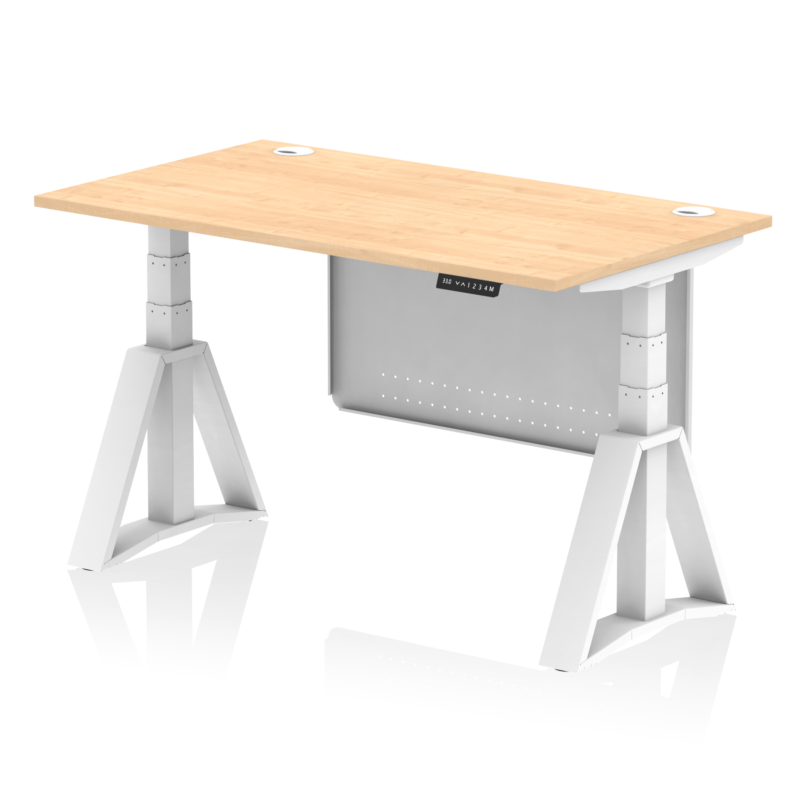 Air Height Adjustable Desk With Cable Ports With Steel Modesty Panel With Piste Foot - Image 34