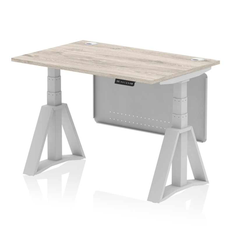 Air Height Adjustable Desk With Cable Ports With Steel Modesty Panel With Piste Foot - Image 41