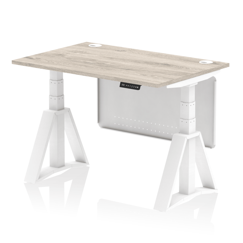Air Height Adjustable Desk With Cable Ports With Steel Modesty Panel With Piste Foot - Image 42