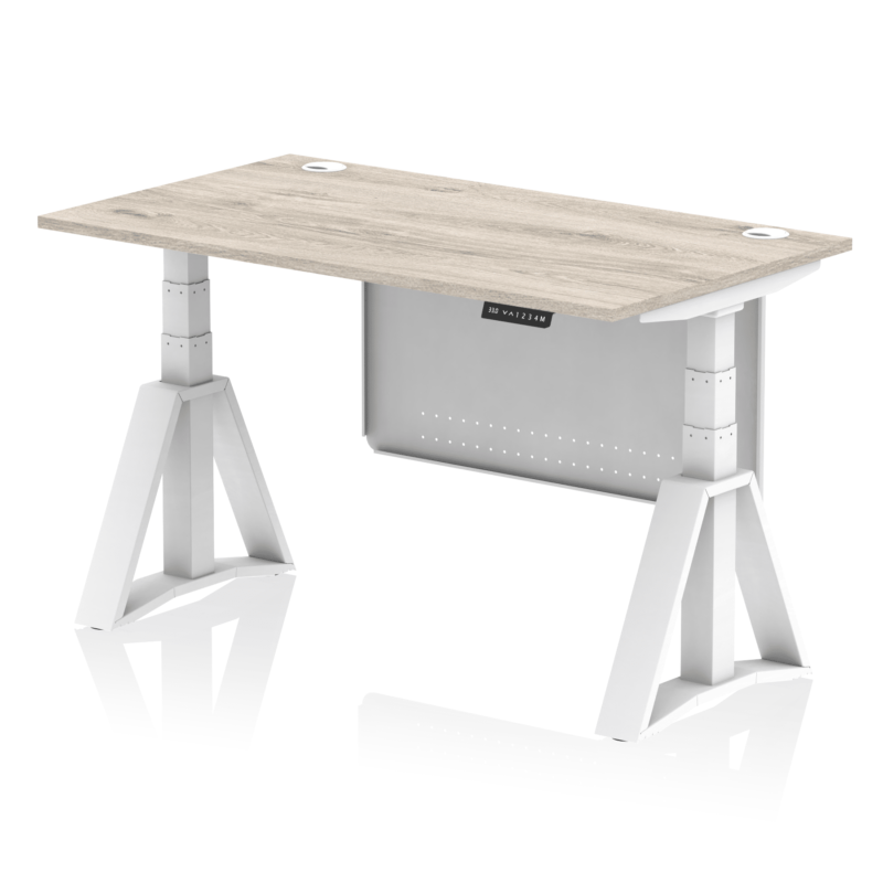 Air Height Adjustable Desk With Cable Ports With Steel Modesty Panel With Piste Foot - Image 44