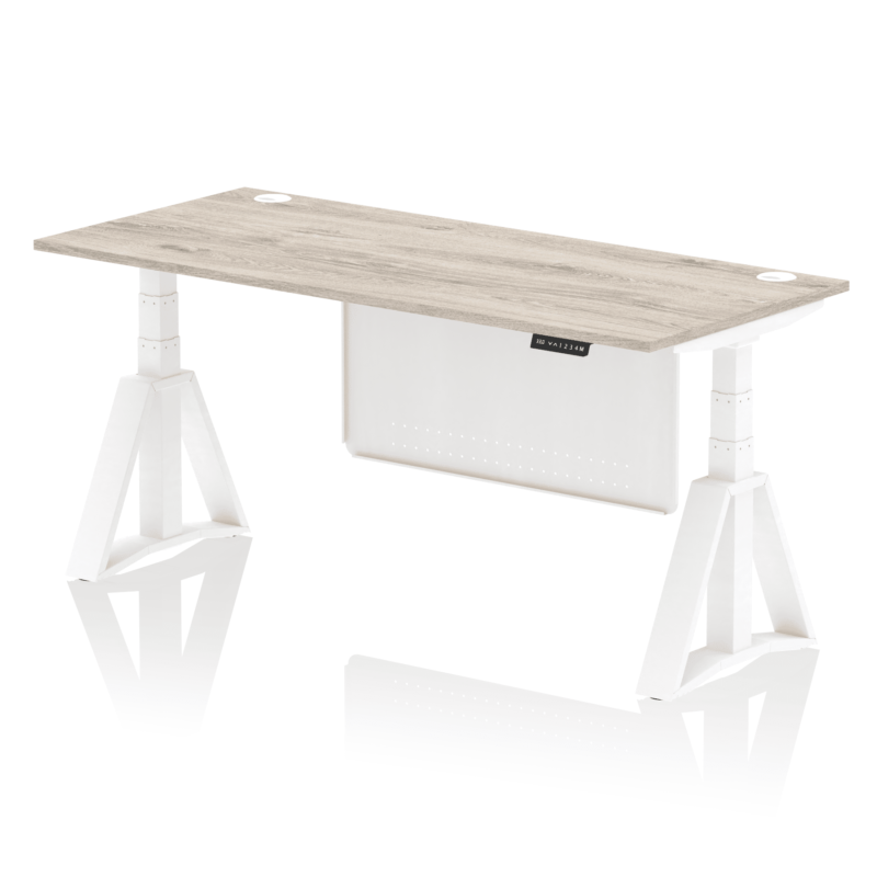 Air Height Adjustable Desk With Cable Ports With Steel Modesty Panel With Piste Foot - Image 48
