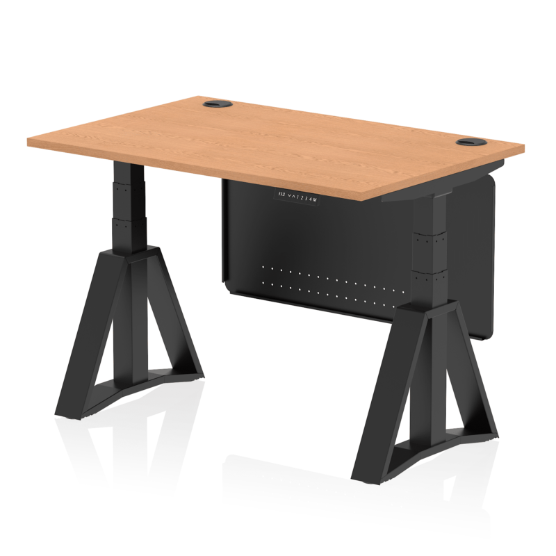 Air Height Adjustable Desk With Cable Ports With Steel Modesty Panel With Piste Foot - Image 65