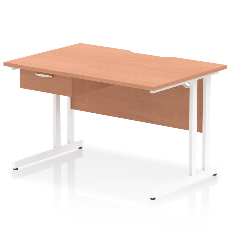 Impulse Scalloped Edge Cantilever Straight Desk With Single One Drawer Fixed Pedestal - Image 40