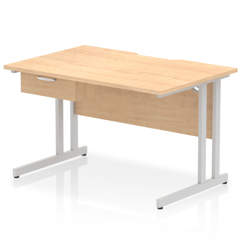Impulse Scalloped Edge Cantilever Straight Desk With Single One Drawer Fixed Pedestal - Image 21