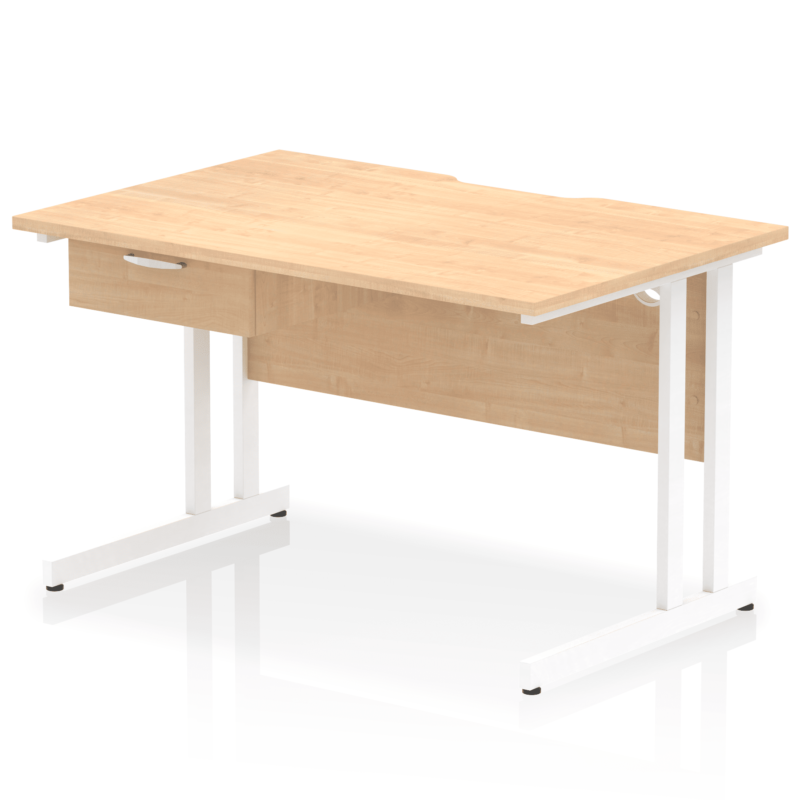 Impulse Scalloped Edge Cantilever Straight Desk With Single One Drawer Fixed Pedestal - Image 42