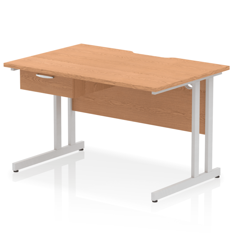 Impulse Scalloped Edge Cantilever Straight Desk With Single One Drawer Fixed Pedestal - Image 22