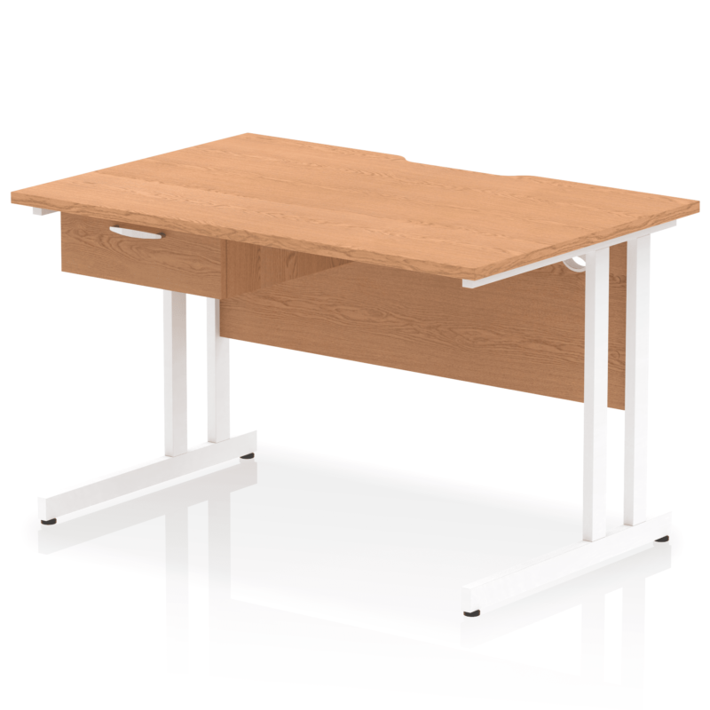 Impulse Scalloped Edge Cantilever Straight Desk With Single One Drawer Fixed Pedestal - Image 43