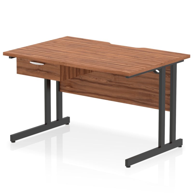 Impulse Scalloped Edge Cantilever Straight Desk With Single One Drawer Fixed Pedestal - Image 5