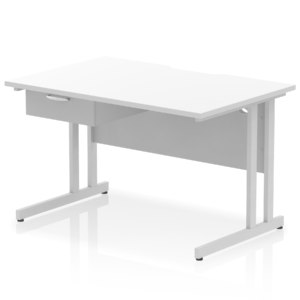 Impulse Scalloped Edge Cantilever Straight Desk With Single One Drawer Fixed Pedestal - Image 24