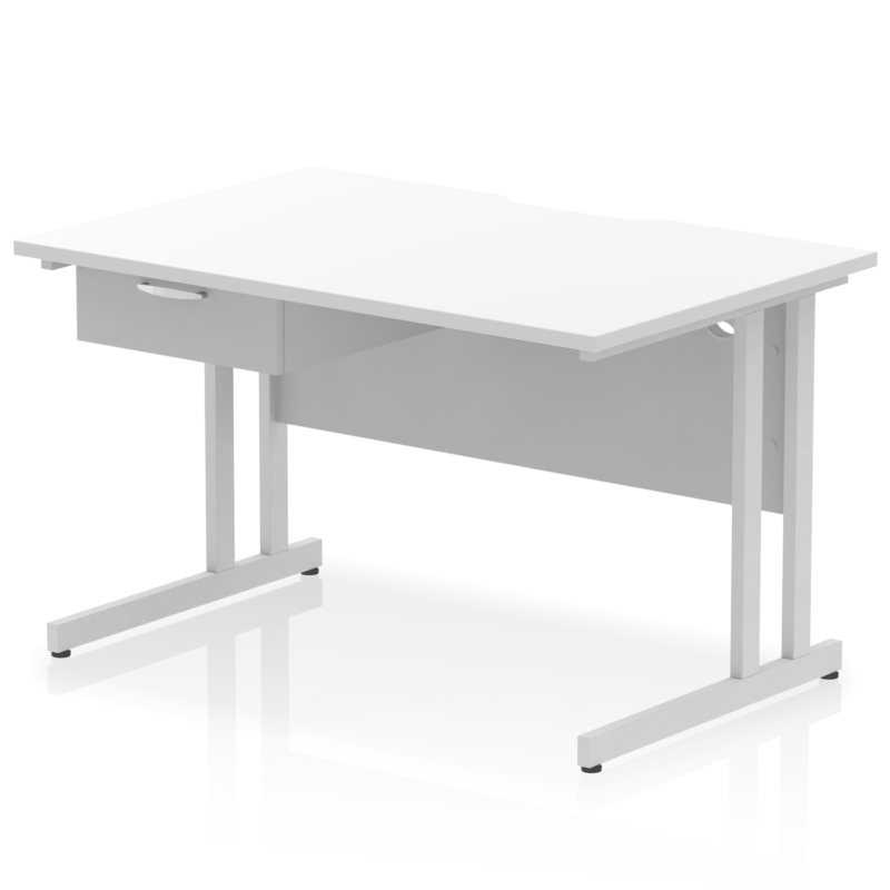 Impulse Scalloped Edge Cantilever Straight Desk With Single One Drawer Fixed Pedestal - Image 24