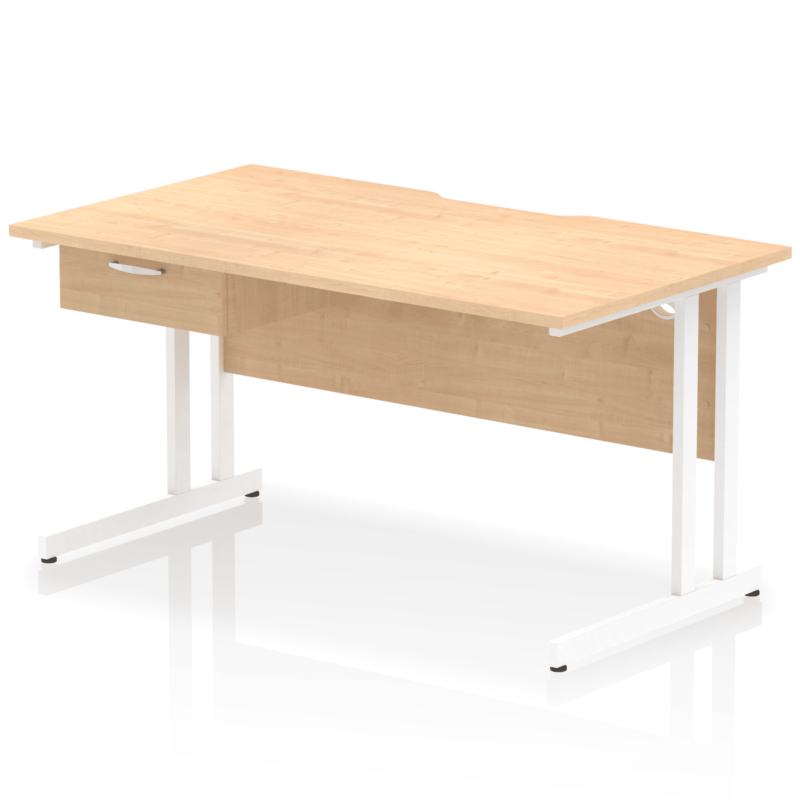 Impulse Scalloped Edge Cantilever Straight Desk With Single One Drawer Fixed Pedestal - Image 48