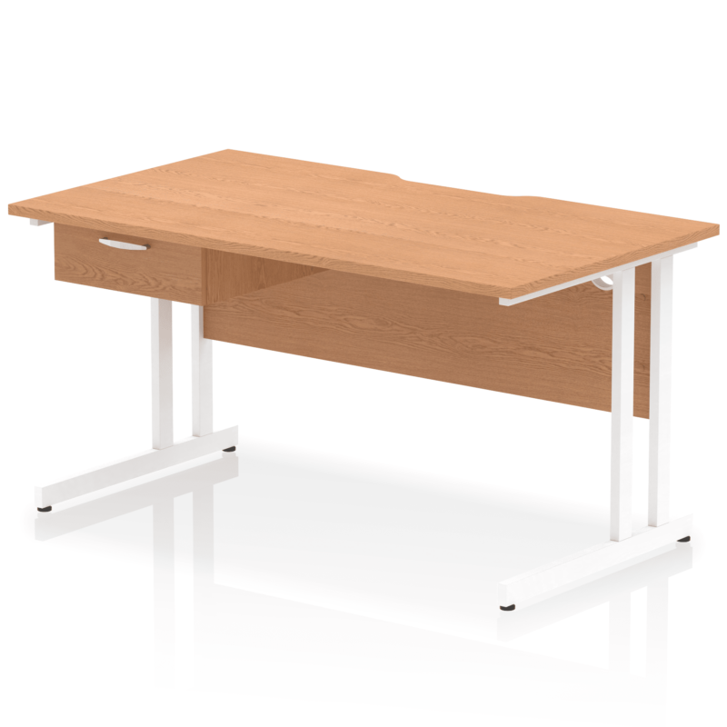 Impulse Scalloped Edge Cantilever Straight Desk With Single One Drawer Fixed Pedestal - Image 49