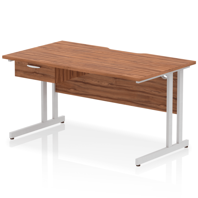 Impulse Scalloped Edge Cantilever Straight Desk With Single One Drawer Fixed Pedestal - Image 29