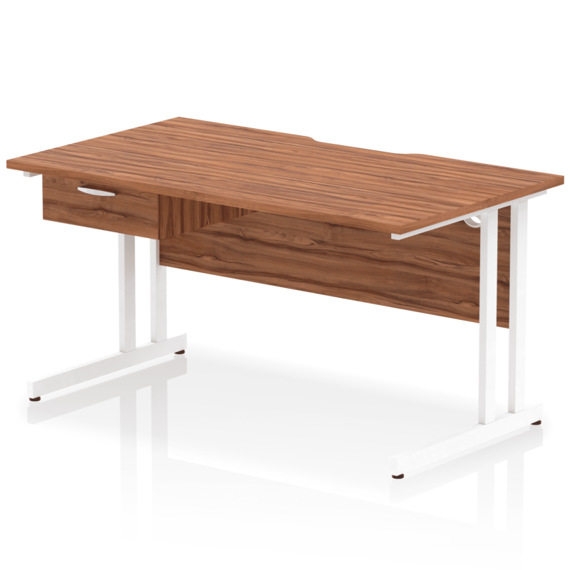 Impulse Scalloped Edge Cantilever Straight Desk With Single One Drawer Fixed Pedestal - Image 50